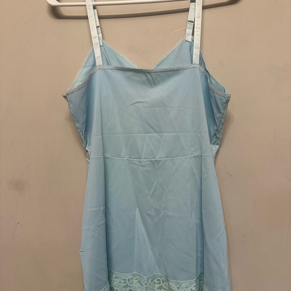 Vintage Sears Lace Trim Fairy Vibes Chemise in Light Blue Size 36 - Picture 6 of 7